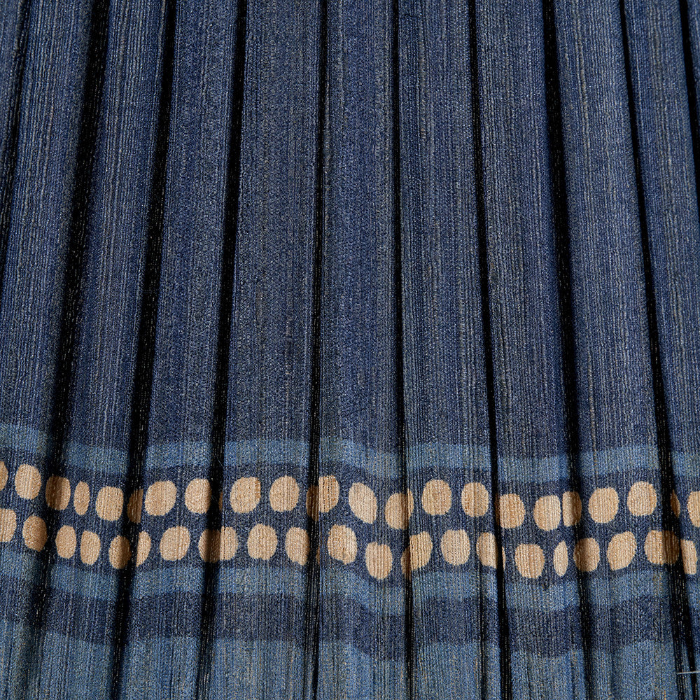Samaira 35cm Denim Silk Border Print Mushroom Pleat Tapered Lampshade