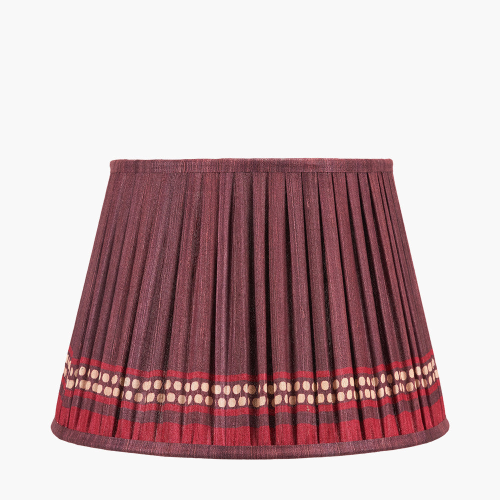 Samaira 35cm Red Silk Border Print Mushroom Pleat Tapered Lampshade