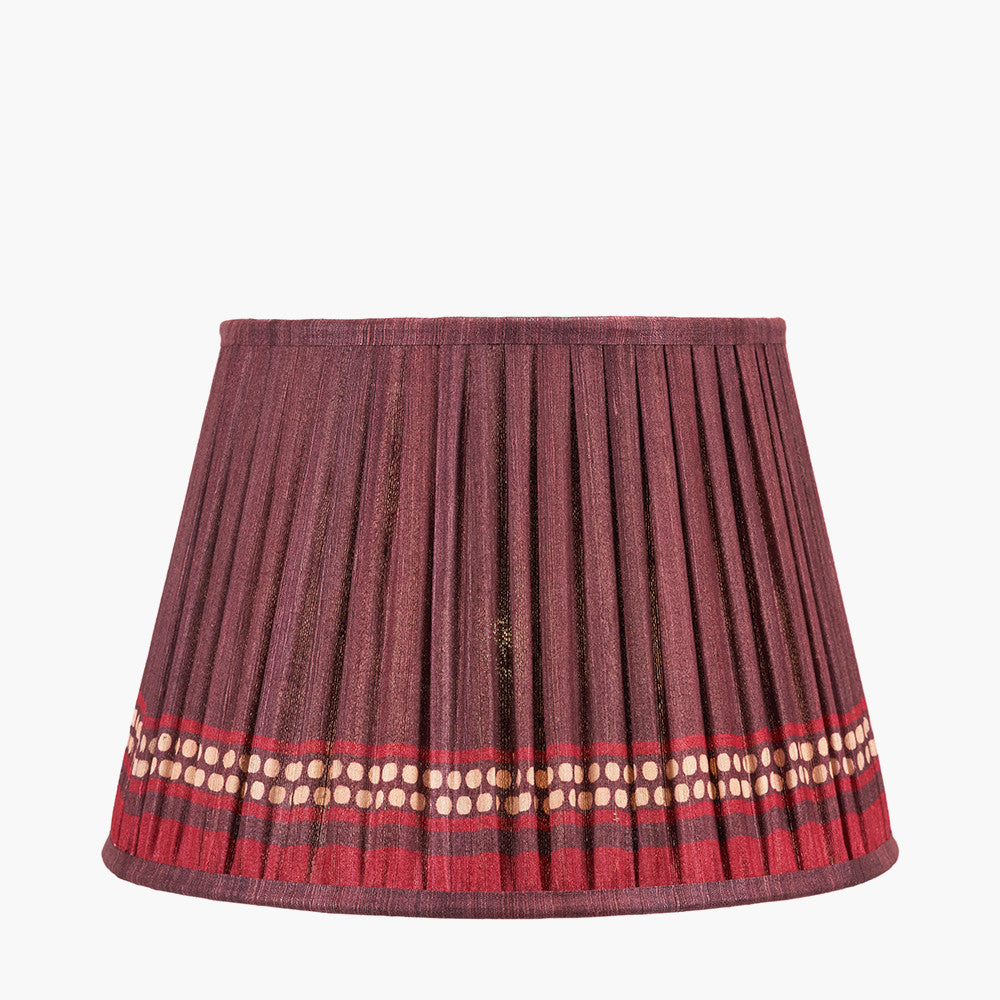 Samaira 35cm Red Silk Border Print Mushroom Pleat Tapered Lampshade
