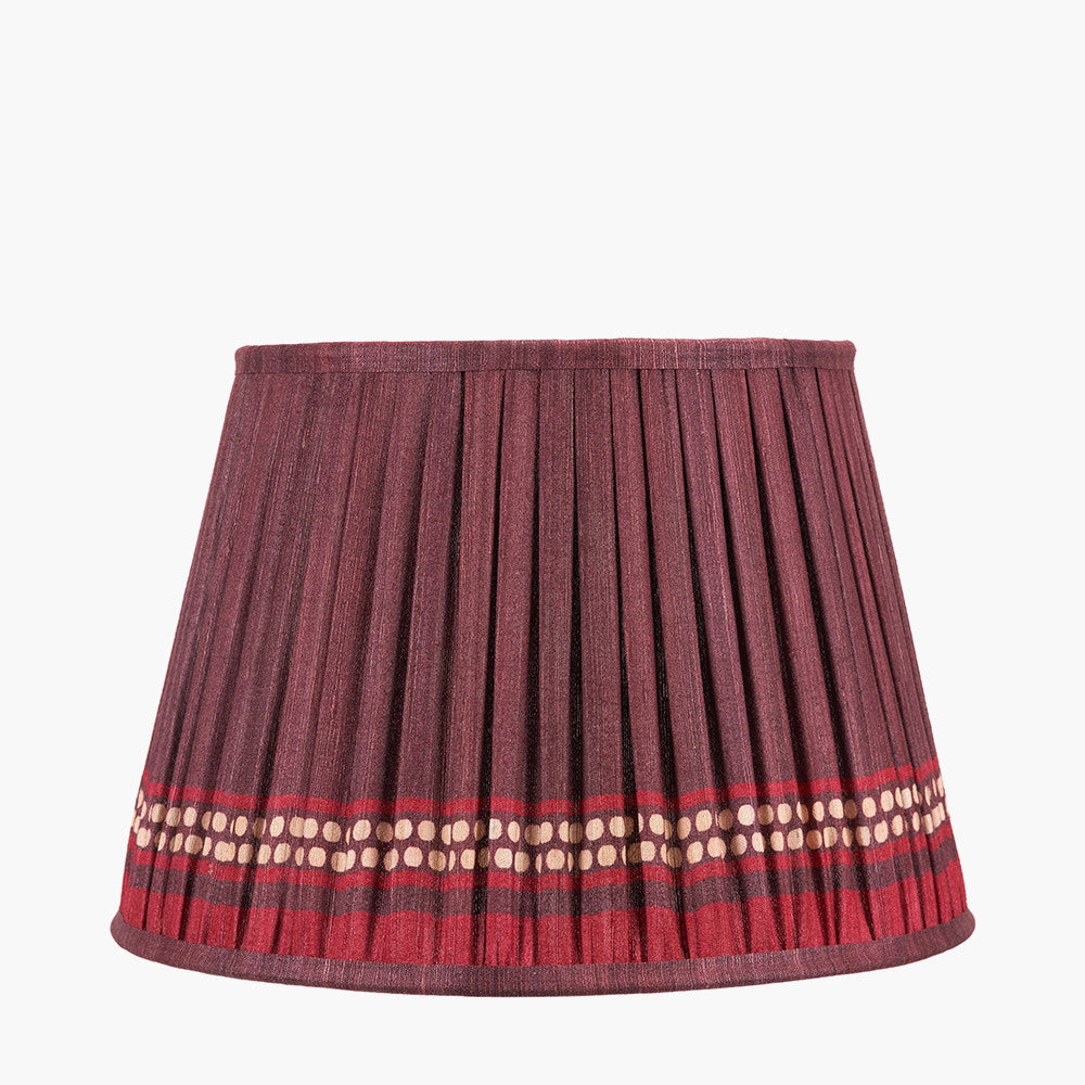 Samaira 35cm Red Silk Border Print Mushroom Pleat Tapered Lampshade