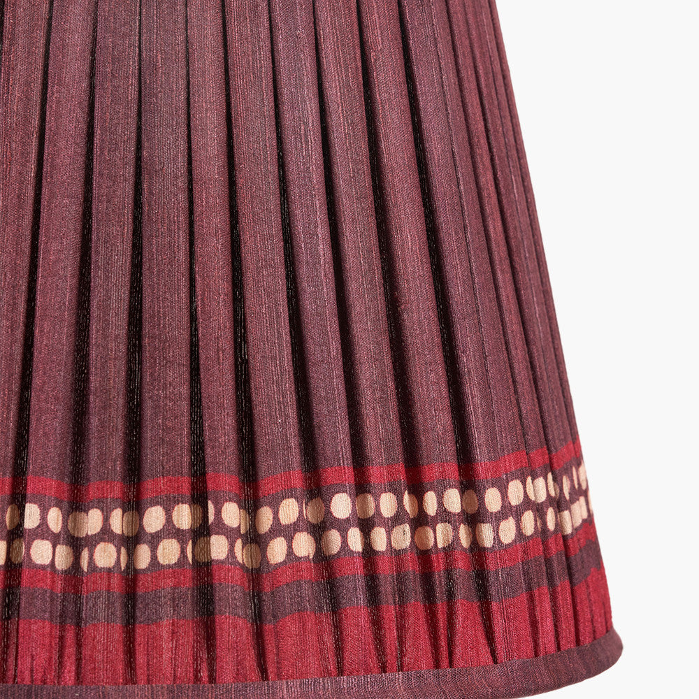 Samaira 35cm Red Silk Border Print Mushroom Pleat Tapered Lampshade