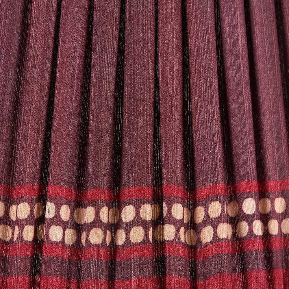 Samaira 35cm Red Silk Border Print Mushroom Pleat Tapered Lampshade
