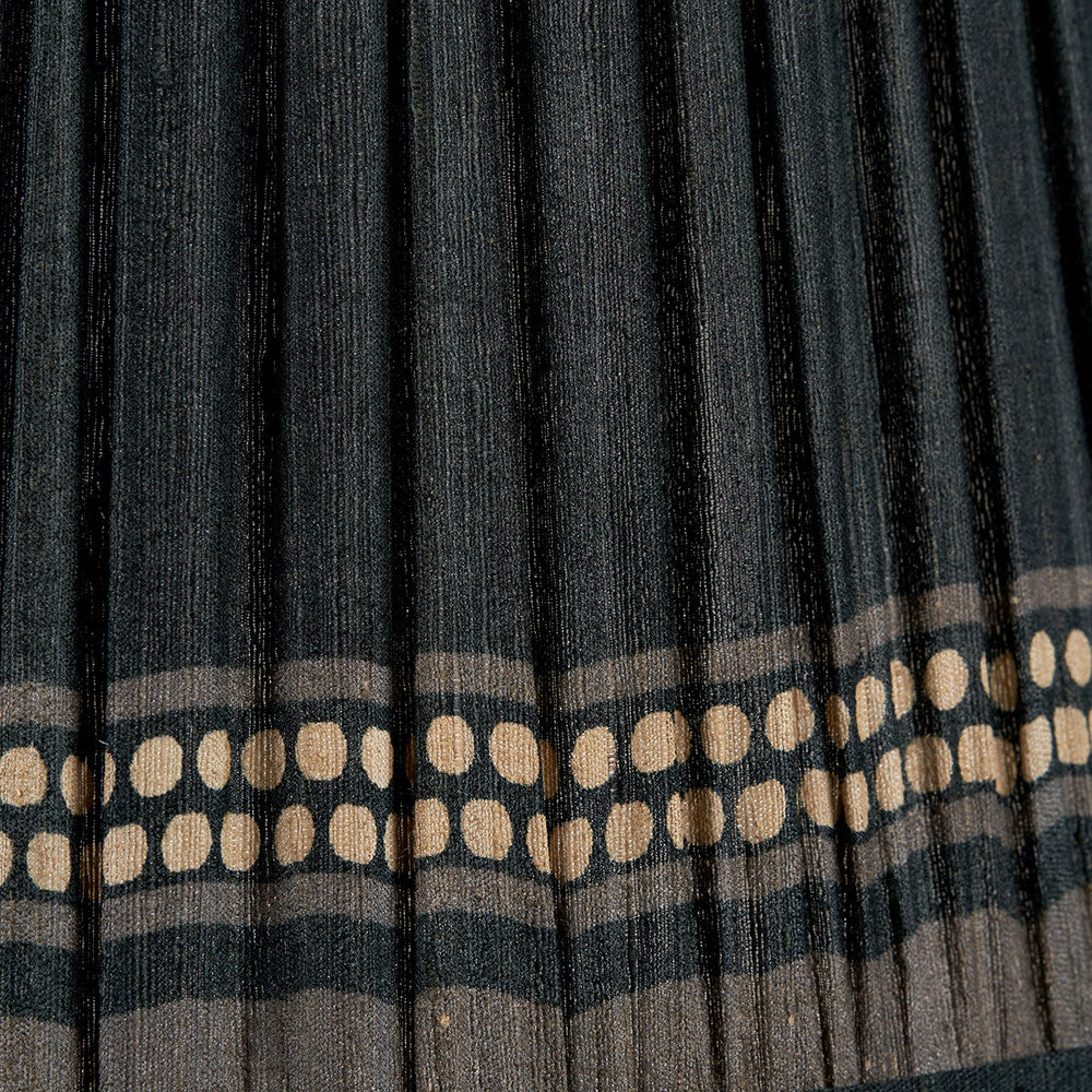 Samaira 40cm Black Silk Border Print Mushroom Pleat Tapered Lampshade