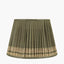 Samaira 40cm Olive Silk Border Print Mushroom Pleat Tapered Lampshade