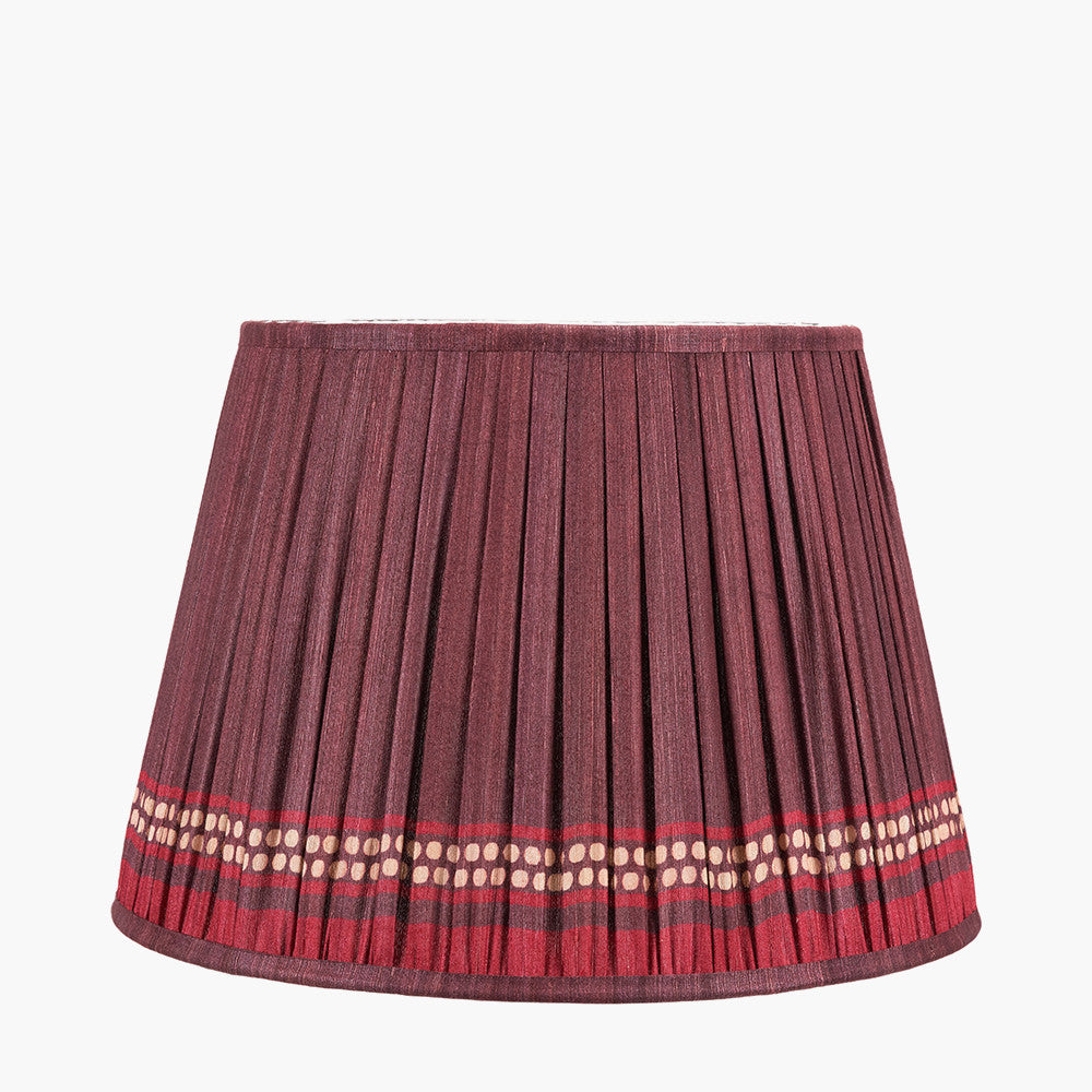 Samaira 40cm Red Silk Border Print Mushroom Pleat Tapered Lampshade
