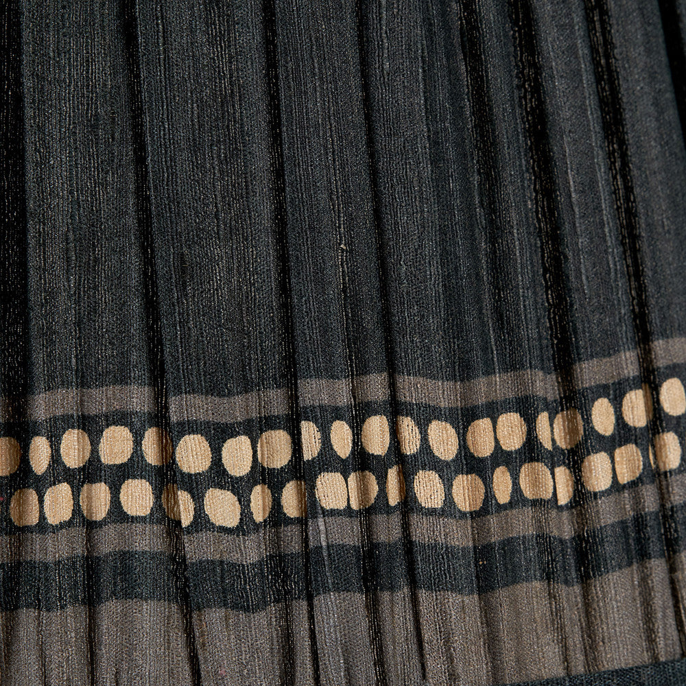 Samaira 45cm Black Silk Border Print Mushroom Pleat Tapered Lampshade