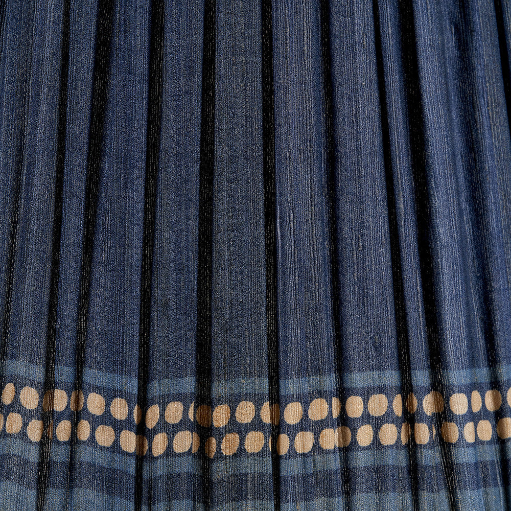 Samaira 45cm Denim Silk Border Print Mushroom Pleat Tapered Lampshade