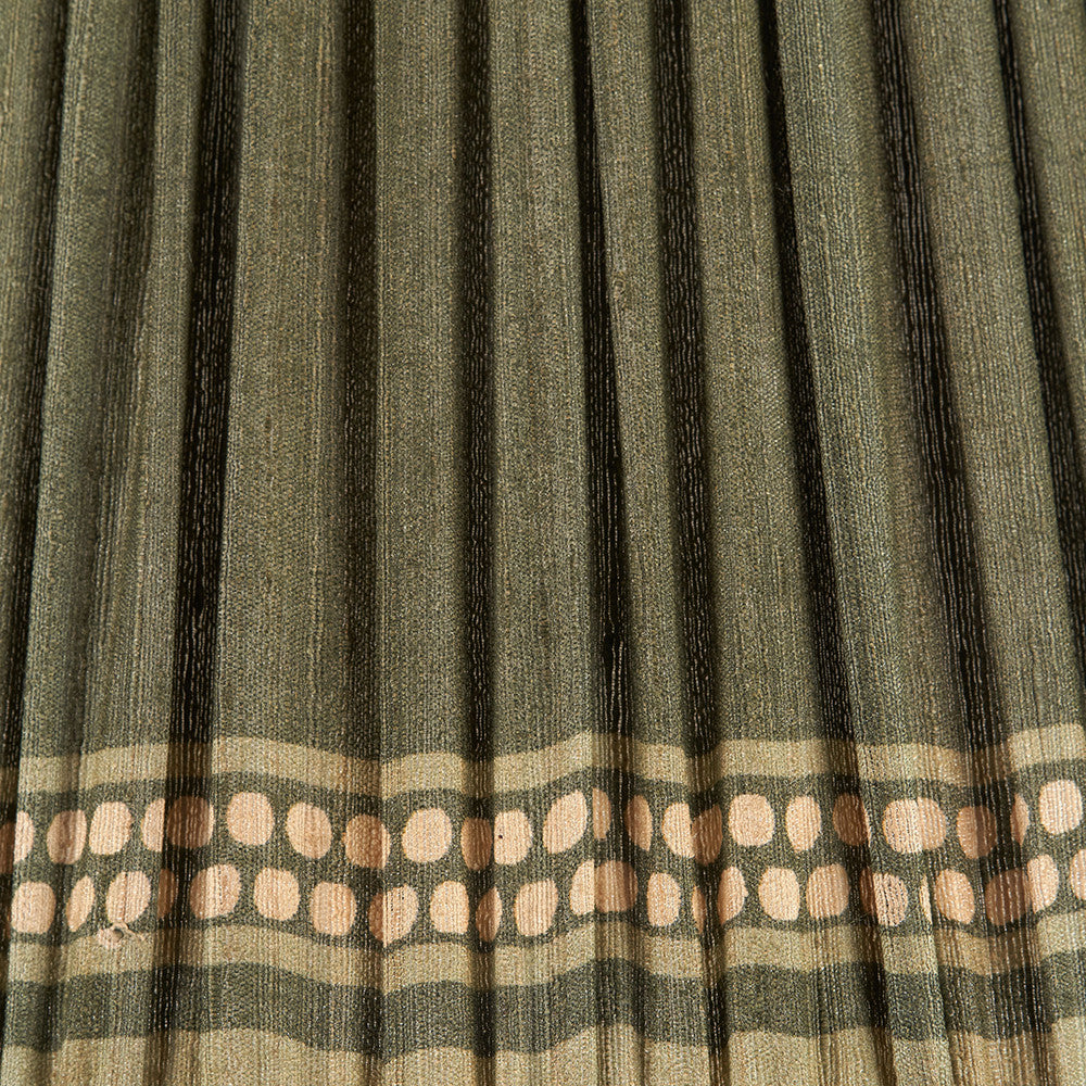 Samaira 45cm Olive Silk Border Print Mushroom Pleat Tapered Lampshade