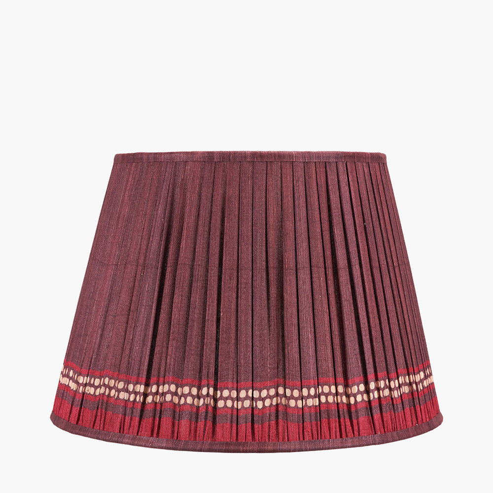 Samaira 45cm Red Silk Border Print Mushroom Pleat Tapered Lampshade