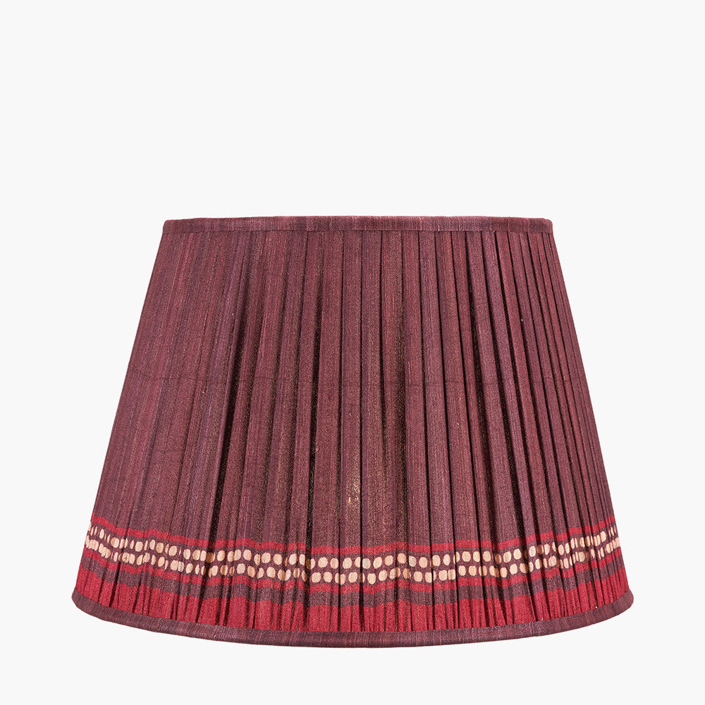 Samaira 45cm Red Silk Border Print Mushroom Pleat Tapered Lampshade