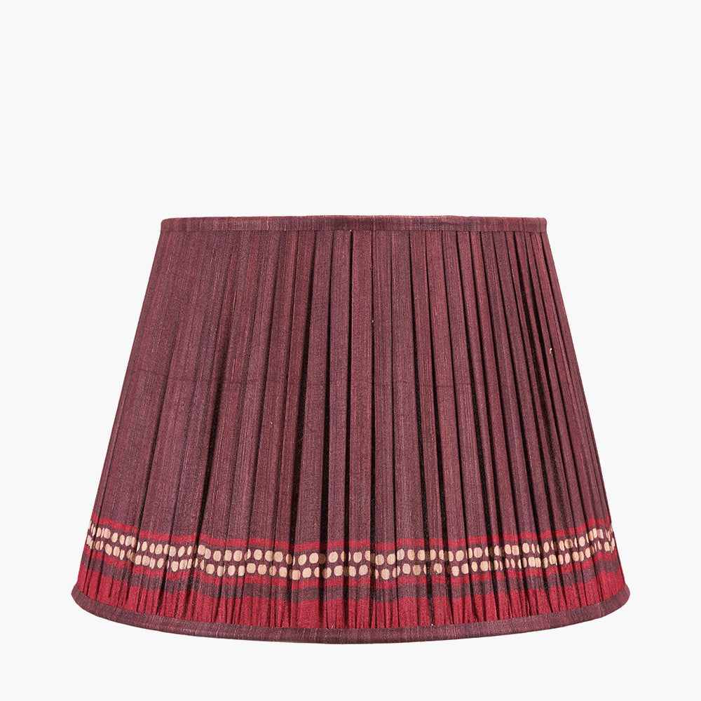 Samaira 45cm Red Silk Border Print Mushroom Pleat Tapered Lampshade