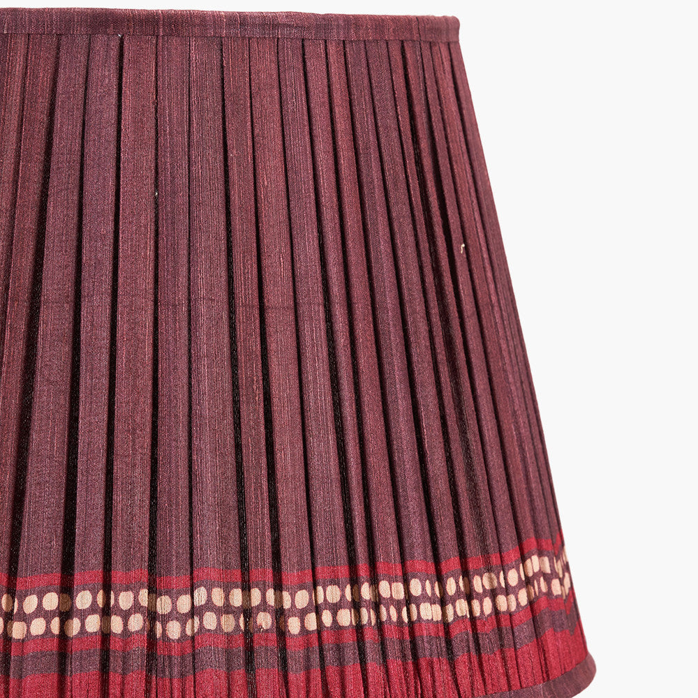Samaira 45cm Red Silk Border Print Mushroom Pleat Tapered Lampshade