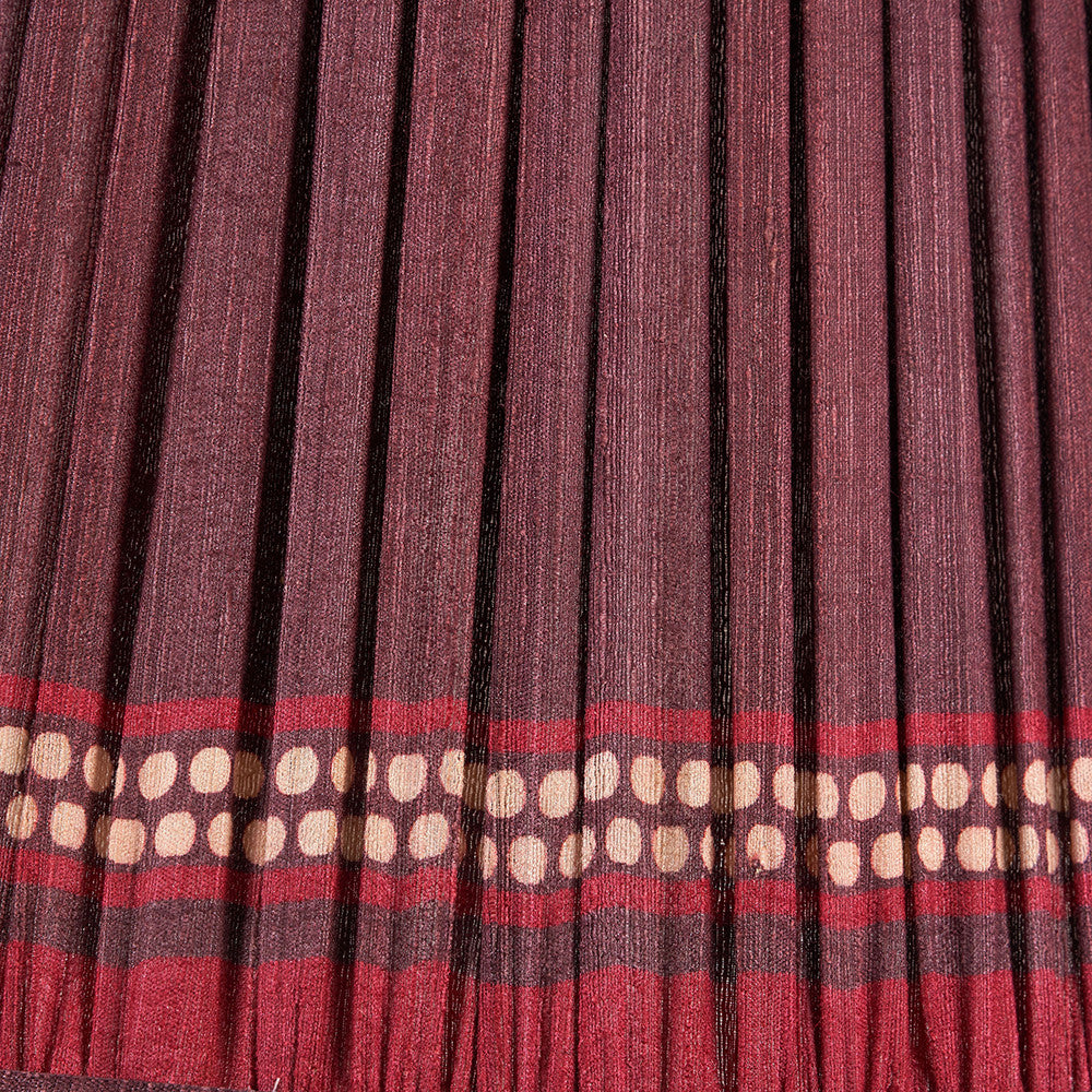 Samaira 45cm Red Silk Border Print Mushroom Pleat Tapered Lampshade