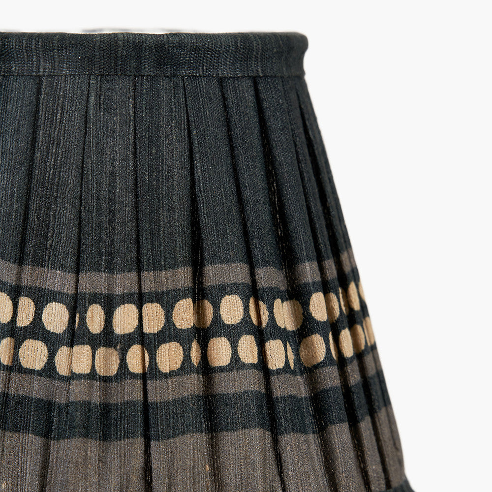 Samaira 16cm Black Silk Border Print Mushroom Pleat Tapered Lampshade