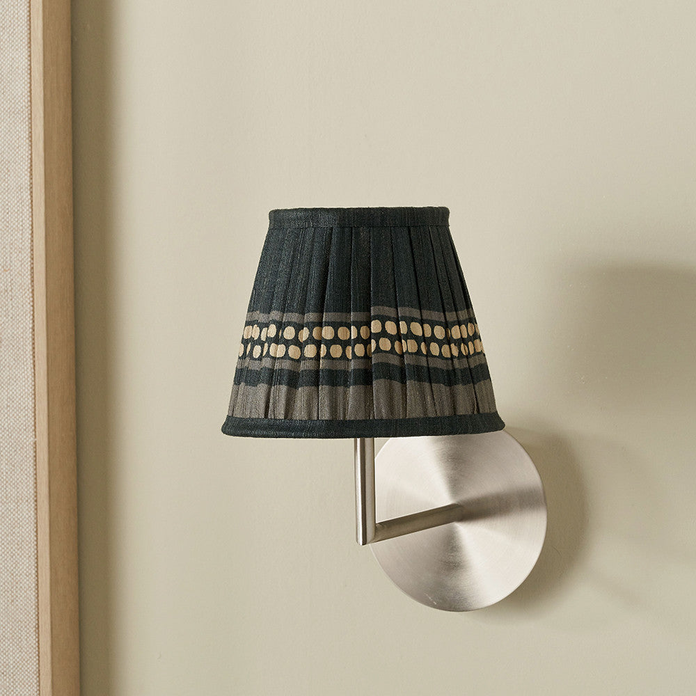 Samaira 16cm Black Silk Border Print Mushroom Pleat Tapered Lampshade