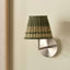 Samaira 16cm Olive Silk Border Print Mushroom Pleat Tapered Lampshade