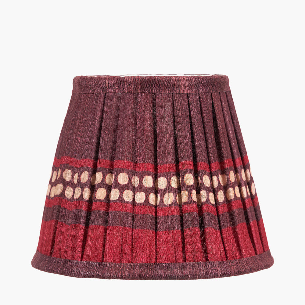 Samaira 16cm Red Silk Border Print Mushroom Pleat Tapered Lampshade