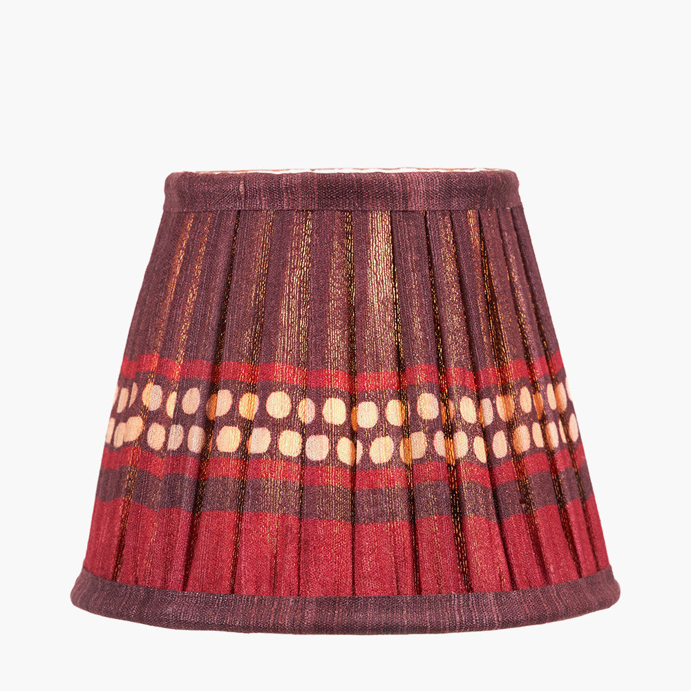 Samaira 16cm Red Silk Border Print Mushroom Pleat Tapered Lampshade