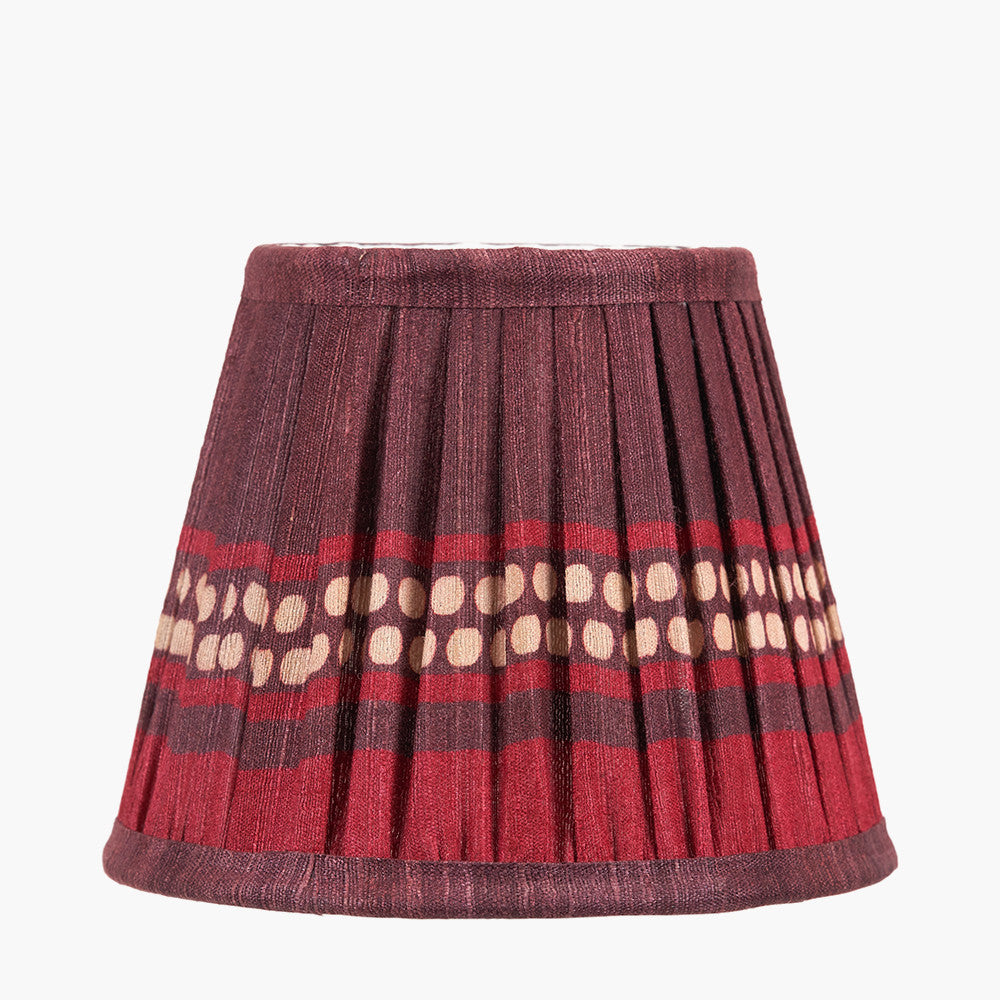 Samaira 16cm Red Silk Border Print Mushroom Pleat Tapered Lampshade