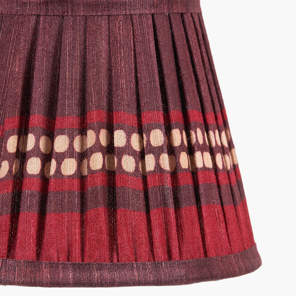Samaira 16cm Red Silk Border Print Mushroom Pleat Tapered Lampshade