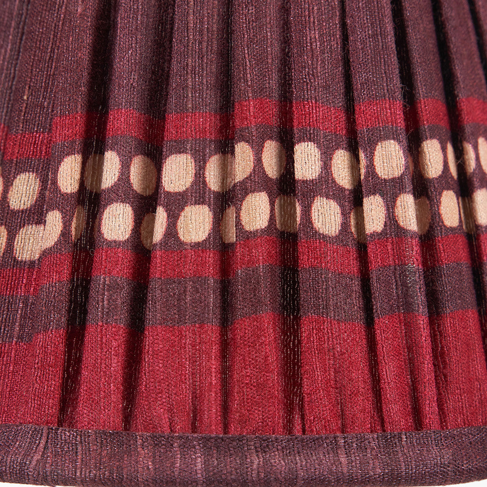 Samaira 16cm Red Silk Border Print Mushroom Pleat Tapered Lampshade