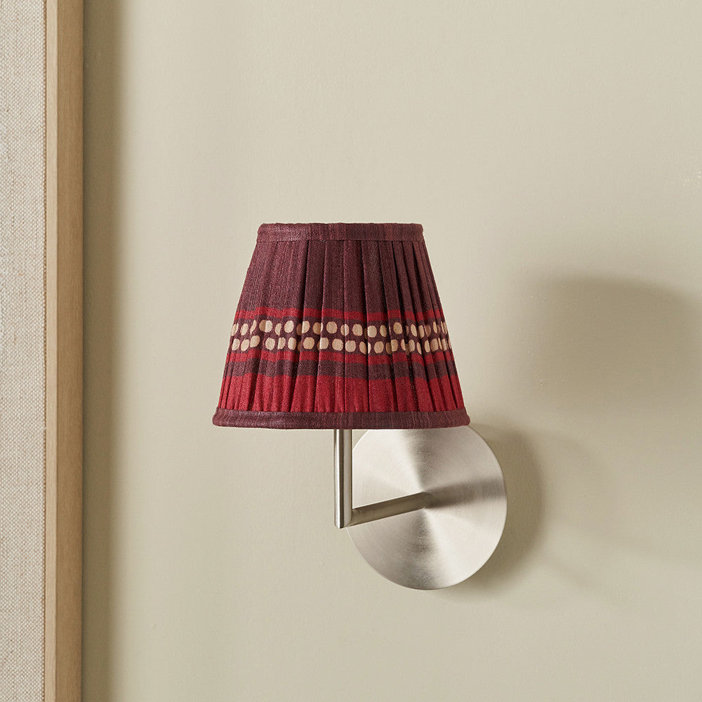 Samaira 16cm Red Silk Border Print Mushroom Pleat Tapered Lampshade