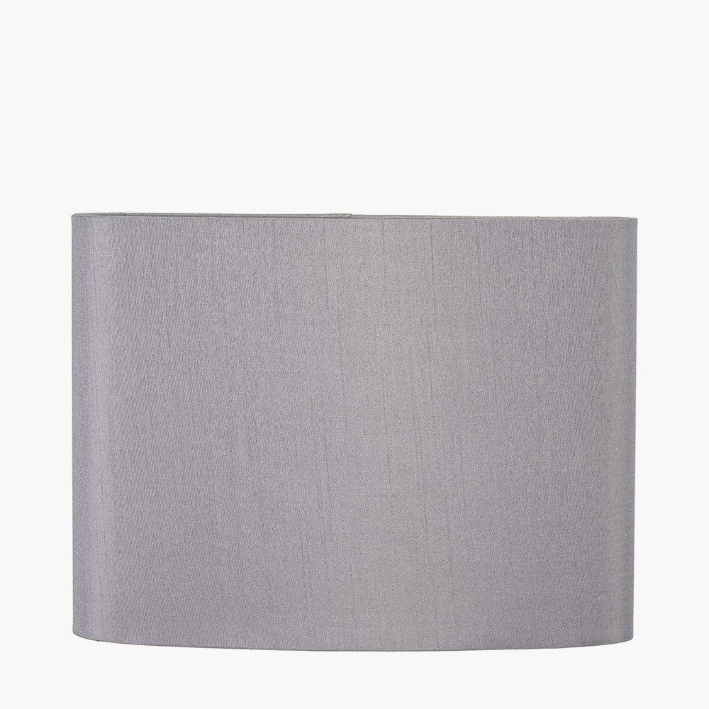 Mia 25cm Steel Grey Oval Silk Mix Lampshade