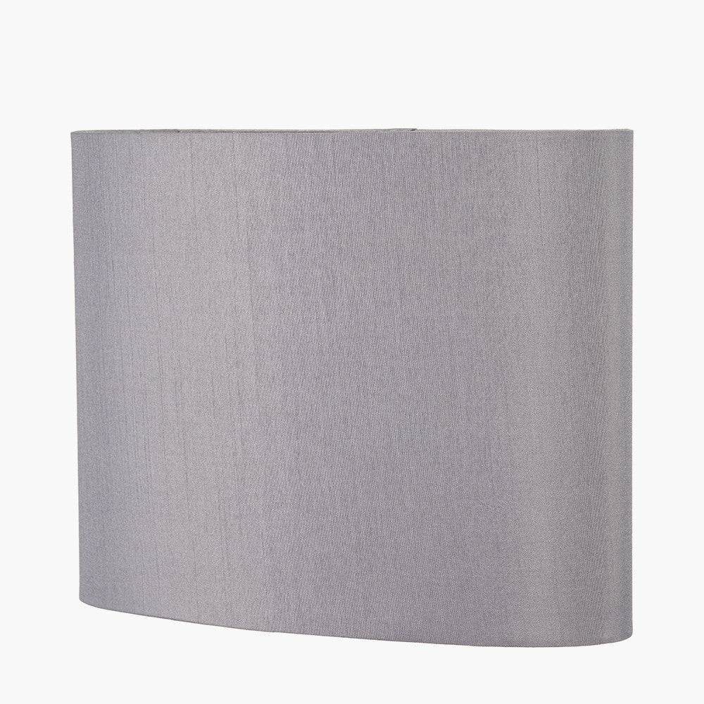 Mia 25cm Steel Grey Oval Silk Mix Lampshade