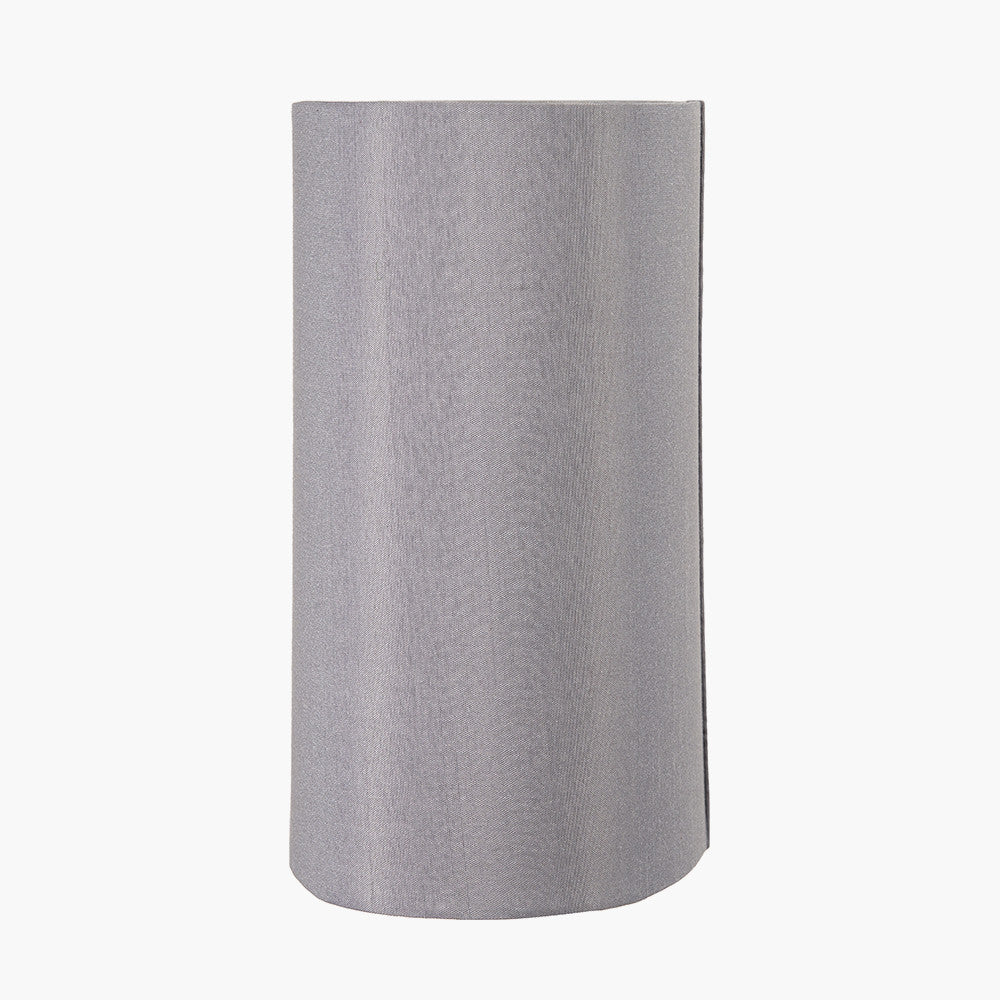 Mia 25cm Steel Grey Oval Silk Mix Lampshade