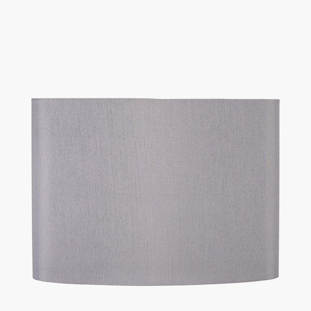 Mia 30cm Steel Grey Oval Silk Mix Lampshade