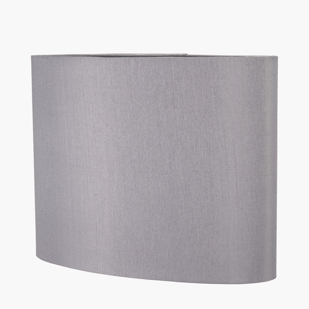 Mia 30cm Steel Grey Oval Silk Mix Lampshade