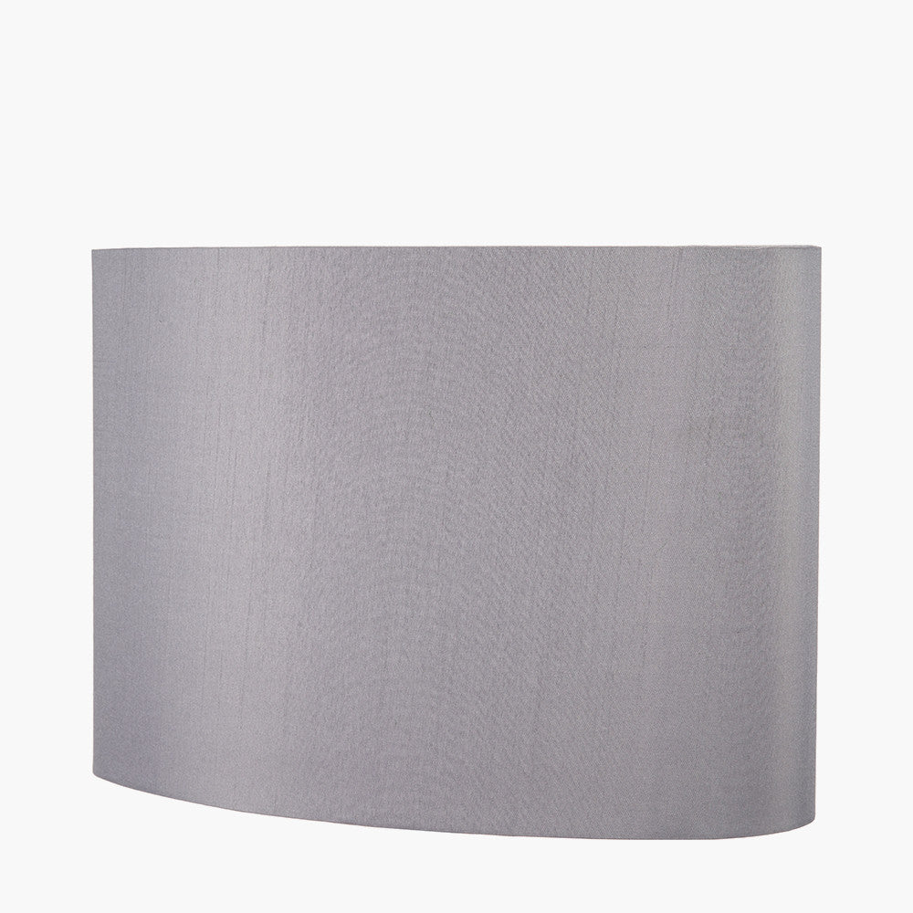Mia 35cm Steel Grey Oval Silk Mix Lampshade