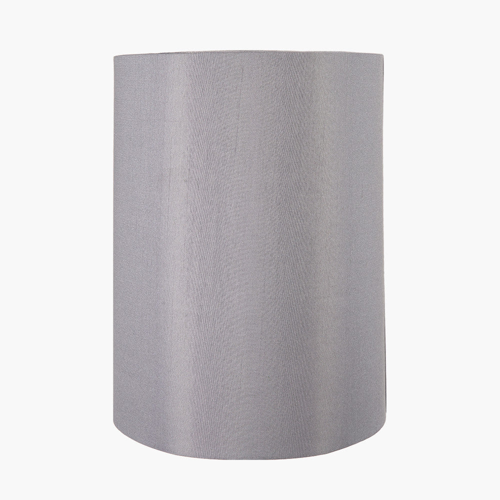 Mia 35cm Steel Grey Oval Silk Mix Lampshade