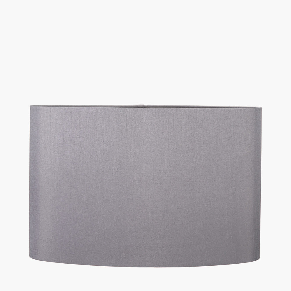 Mia 40cm Steel Grey Oval Silk Mix Lampshade