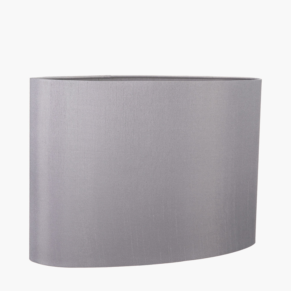 Mia 40cm Steel Grey Oval Silk Mix Lampshade