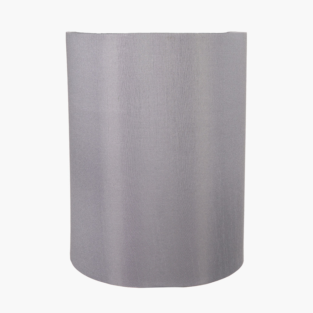 Mia 40cm Steel Grey Oval Silk Mix Lampshade