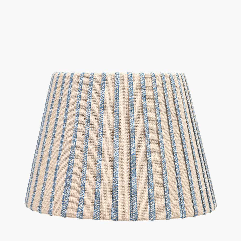 Isla 25cm Jute Striped Natural & Blue Tapered Lampshade
