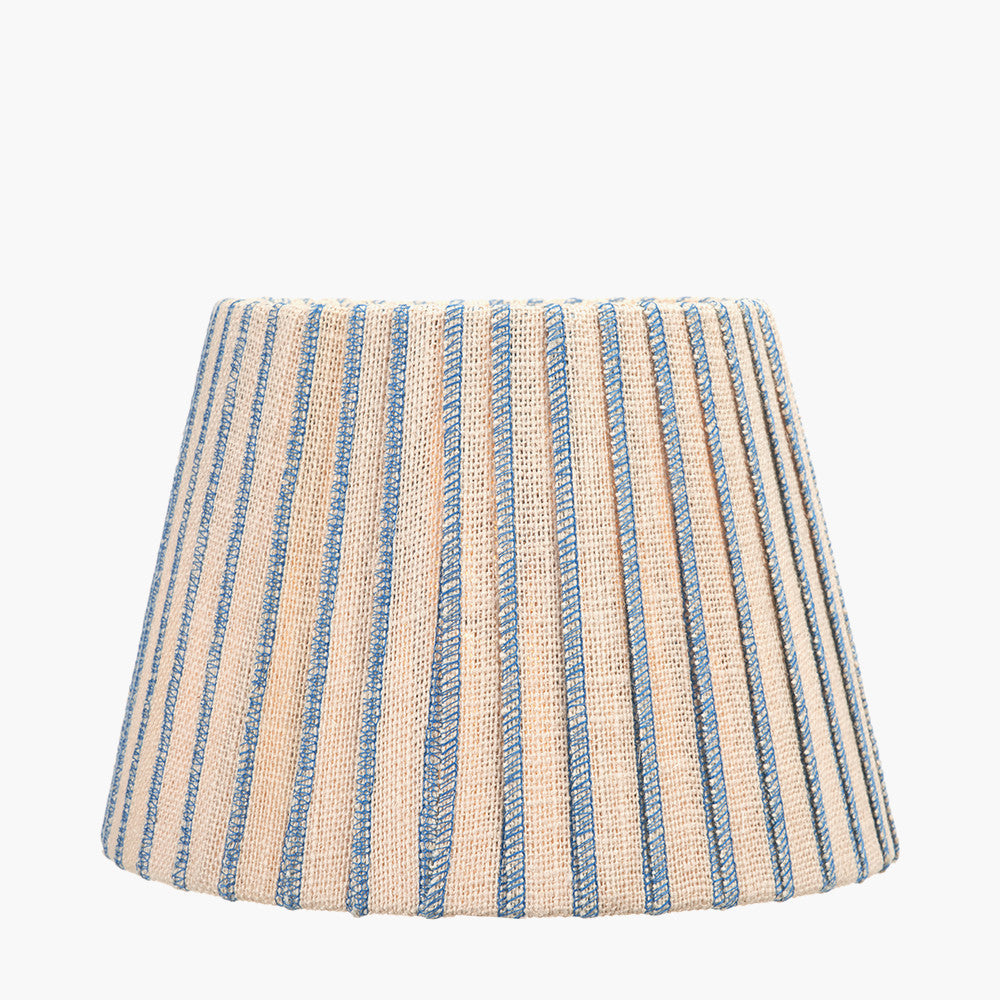 Isla 25cm Jute Striped Natural & Blue Tapered Lampshade