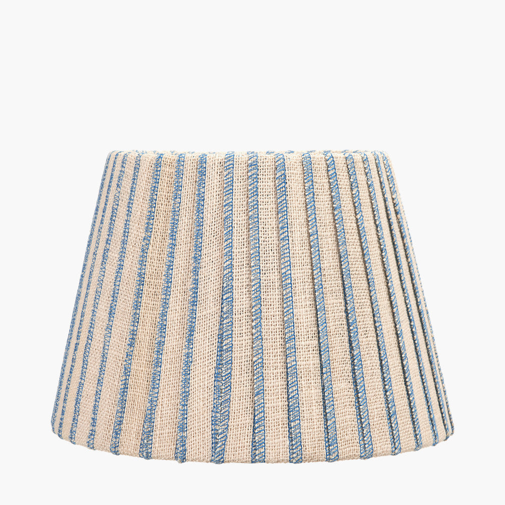 Isla 30cm Jute Striped Natural & Blue Tapered Lampshade