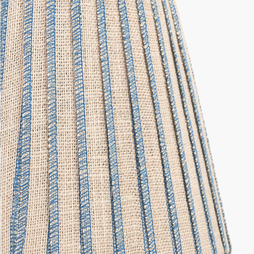 Isla 30cm Jute Striped Natural & Blue Tapered Lampshade