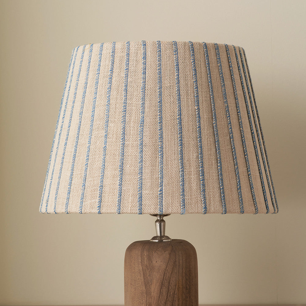 Isla 35cm Jute Striped Natural & Blue Tapered Lampshade