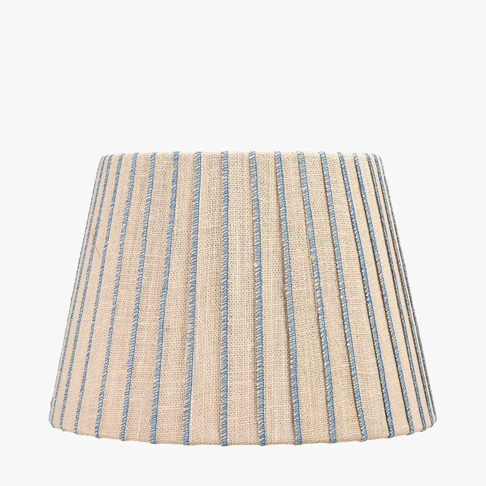 Isla 40cm Jute Striped Natural & Blue Tapered Lampshade
