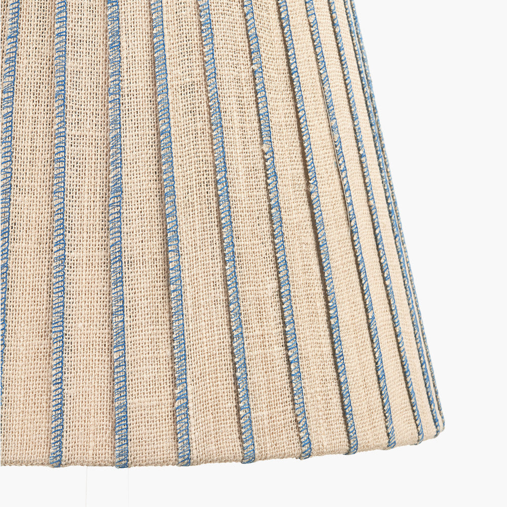 Isla 40cm Jute Striped Natural & Blue Tapered Lampshade