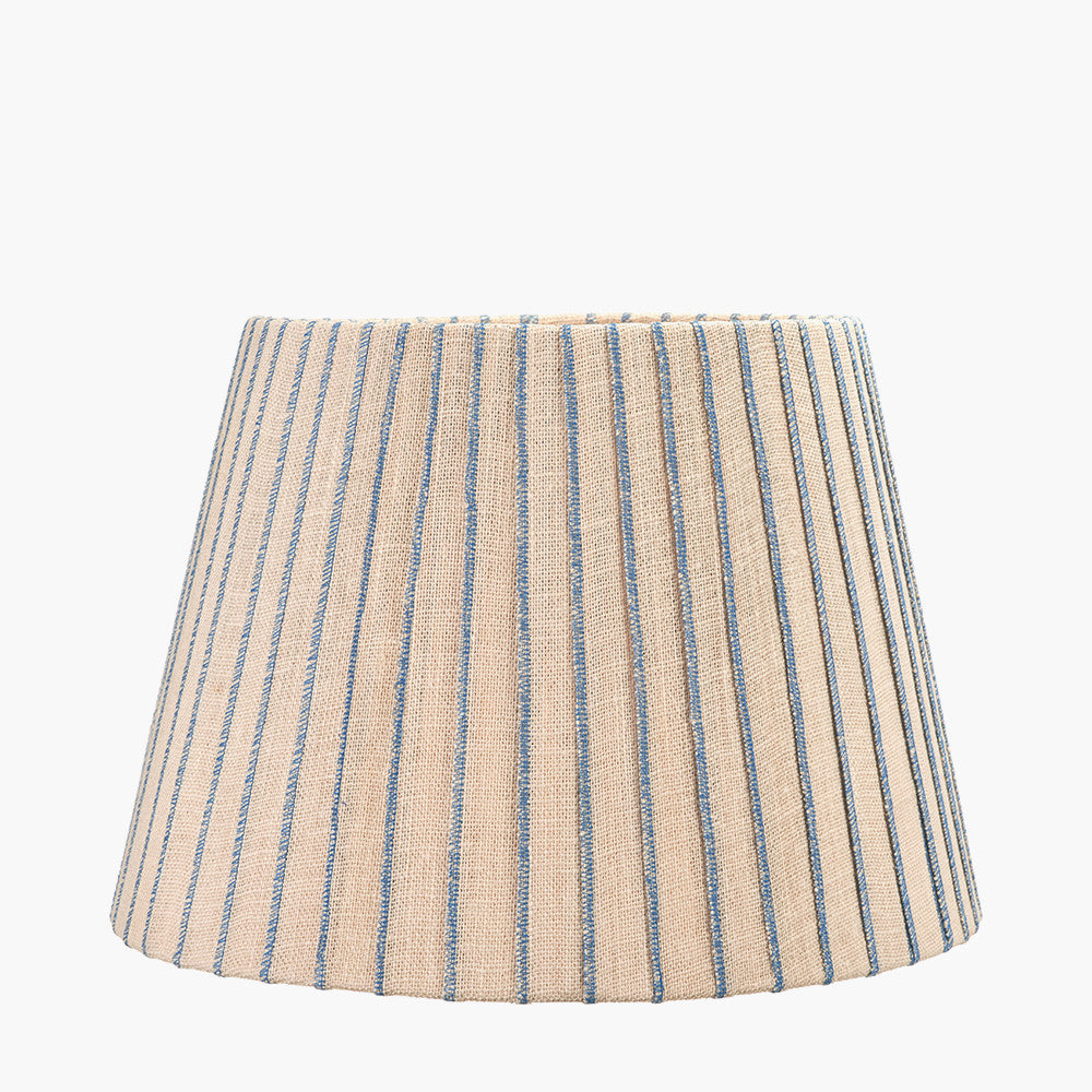 Isla 45cm Jute Striped Natural & Blue Tapered Lampshade