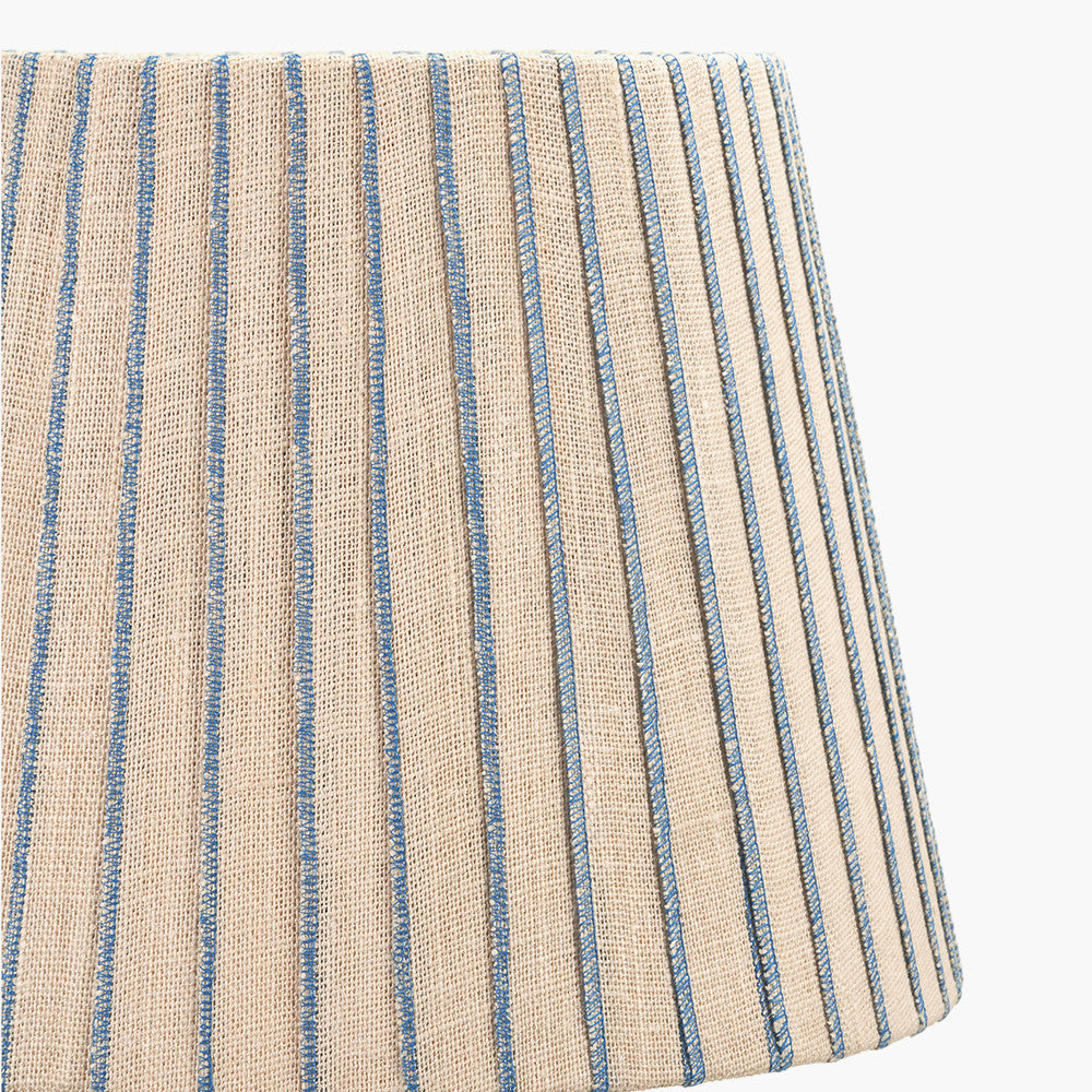Isla 45cm Jute Striped Natural & Blue Tapered Lampshade