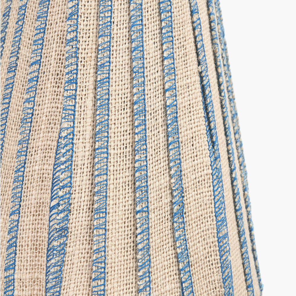 Isla 14cm Jute Striped Natural & Blue Tall Tapered Candle Clip Lampshade