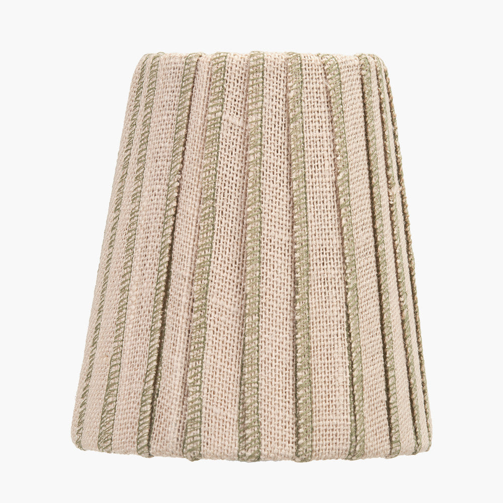 Isla 14cm Jute Striped Natural & Olive Tall Tapered Candle Clip Lampshade