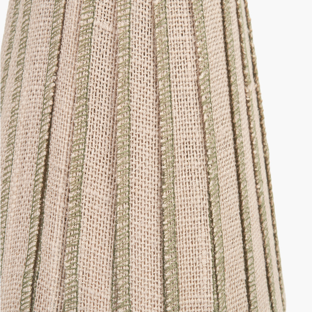 Isla 14cm Jute Striped Natural & Olive Tall Tapered Candle Clip Lampshade