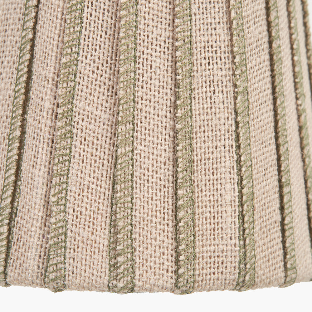 Isla 14cm Jute Striped Natural & Olive Tall Tapered Candle Clip Lampshade