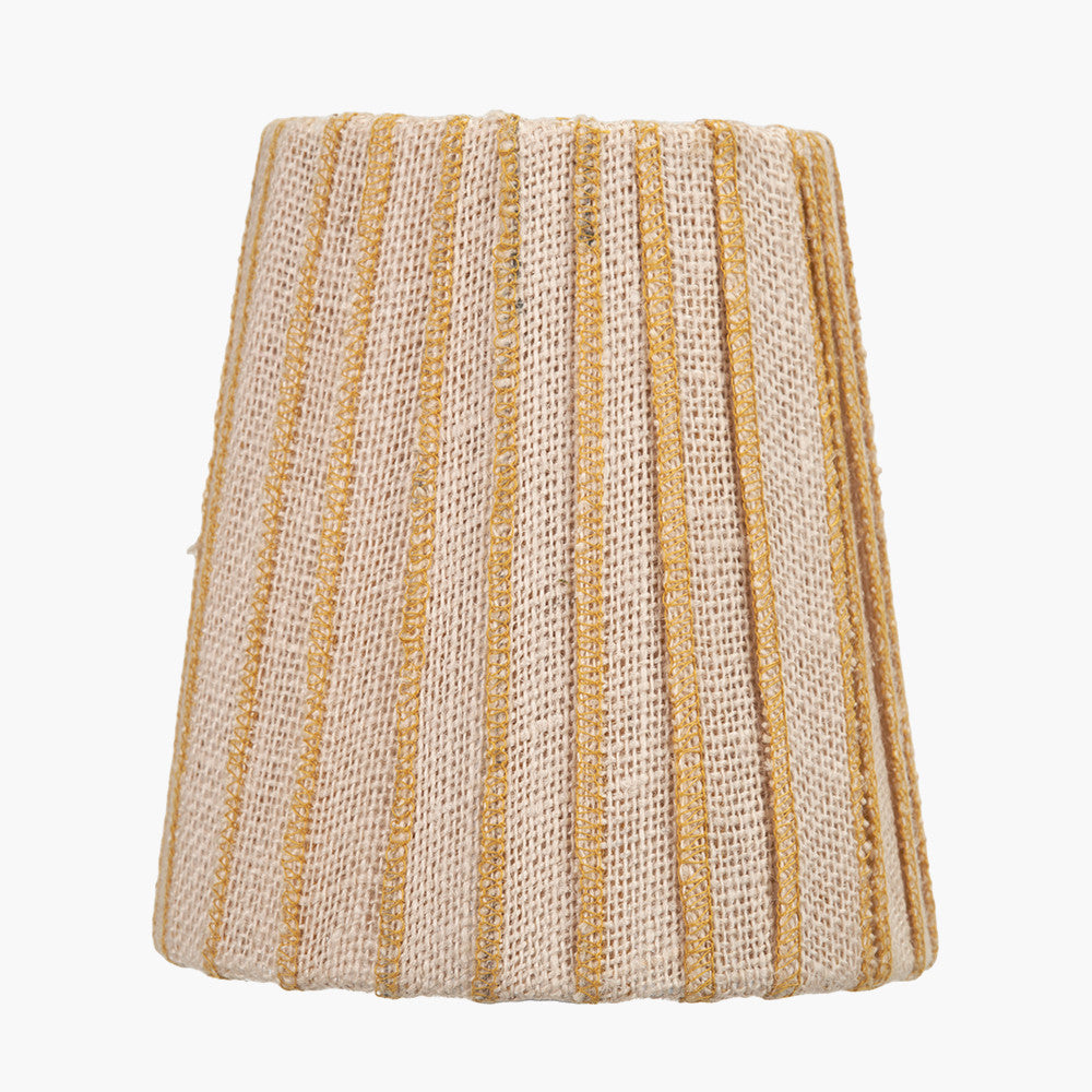 Isla 14cm Jute Striped Natural & Yellow Tall Tapered Candle Clip Lampshade